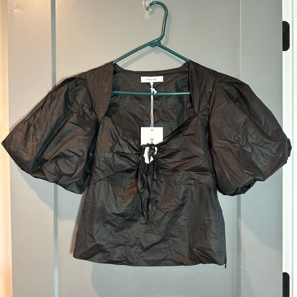 Frame black tie top with puff sleeves size M - Picture 3 of 9
